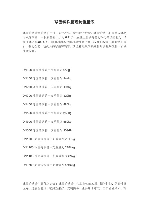 球墨鑄鐵管重量表(圖4)