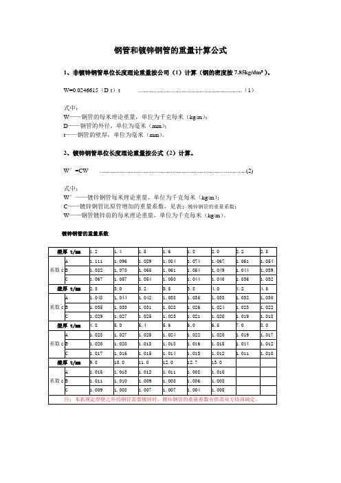 鍍鋅鋼管的重量計算(圖1)